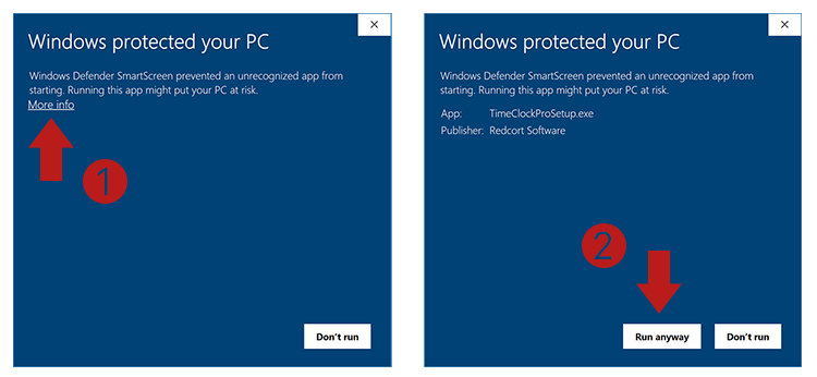 Exemple d'avertissement Windows Defender SmartScreen